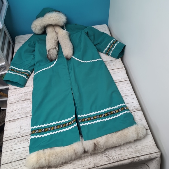 Jackets & Blazers - Vintage Native American Handmade Wool And Fur Parka With Overcoat